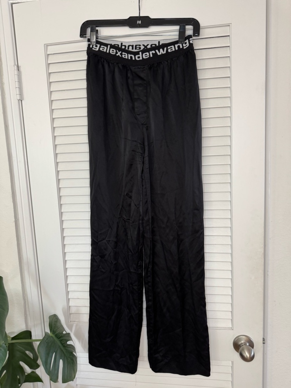 alexanderwang Satin Wide-Leg Black Pants